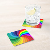 レインボーカラーマンダラ–46556 スクエアペーパーコースター (インサイチュ)