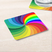 レインボーカラーマンダラ–46556 スクエアペーパーコースター (アングル)