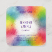 レインボーカラーモダンテンプレートエレガントトレンディー スクエア名刺 (裏面)