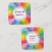 レインボーカラーモダンテンプレートエレガントトレンディー スクエア名刺 (正面/裏面)