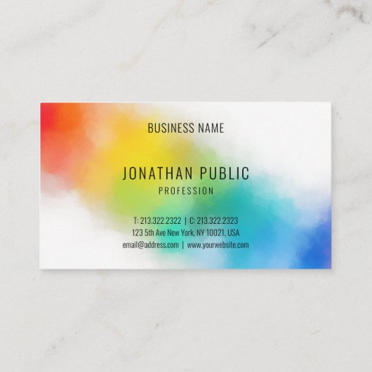 レインボーカラーモダン抽象芸術アカラフルートトレンディー 名刺 (裏面)