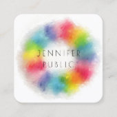 レインボーカラーモダン抽象芸術エレガントテンプレート スクエア名刺 (正面)