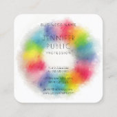レインボーカラーモダン抽象芸術エレガントテンプレート スクエア名刺 (裏面)