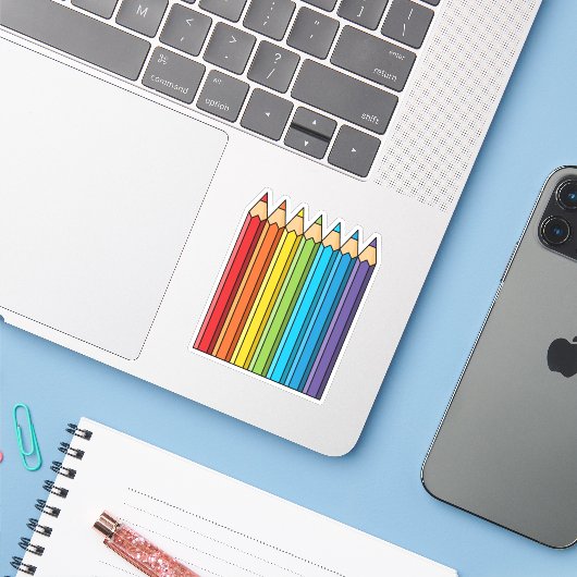 レインボーカラーリングペンシル シール (ノートパソコンとiPhone)