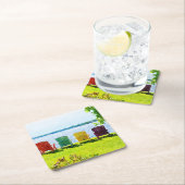 レインボーカラーレイクサイドアディロンダックチェア スクエアペーパーコースター (インサイチュ)