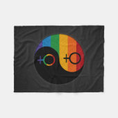 レインボーカラーレズビアンプライドインアンドヤン フリースブランケット (正面(横))