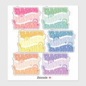 レインボーカラーレトロ先生ビニールステッカーパック シール (シート)