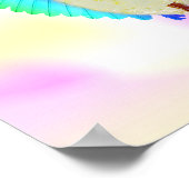 レインボーカラー付き飛んでいる朝食エッグ顔 ポスター (角)