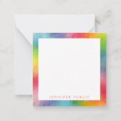 レインボーカラー手書きモノグラムテンプレート ノートカード (裏面)