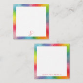 レインボーカラー手書きモノグラムテンプレート ノートカード (正面/裏面)