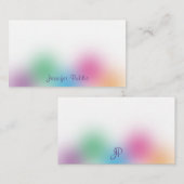レインボーカラー手書きモノグラムテンプレート ノートカード (正面/裏面)