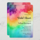 レインボーカラー抽象デザインブライダルシャワー 招待状 (正面/裏面)