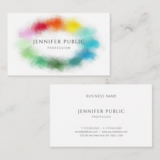 レインボーカラー抽象芸術エレガントモダンテンプレート 名刺 (正面/裏面)