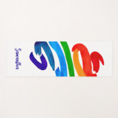 レインボーカラー抽象芸術水色名モノグラム ヨガマット (正面(横))