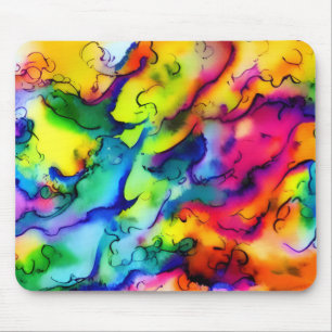 レインボーカラー抽象芸術水色絵画の マウスパッド