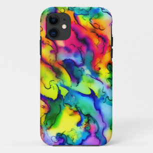 レインボーカラー抽象芸術水色絵画の iPhone 11 ケース