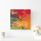 レインボーカラー時計 スクエア壁時計 (ホーム)