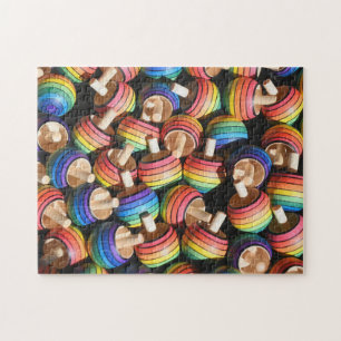 レインボーカラー木製回転玩具おもしろいゲーム ジグソーパズル