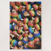 レインボーカラー木製回転玩具おもしろいゲーム ジグソーパズル (縦)