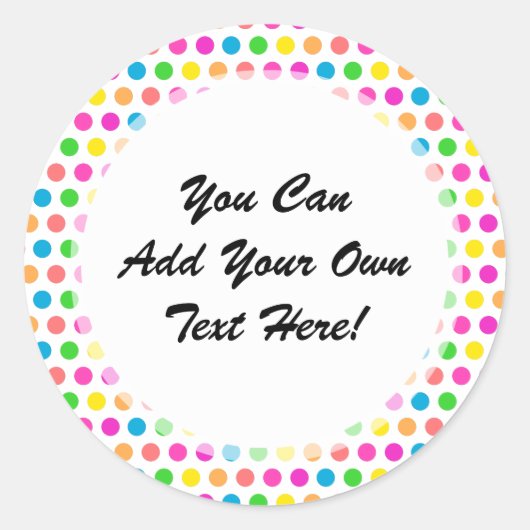 レインボーカラー水玉模様おもしろいハッピーパターン ラウンドシール (正面)