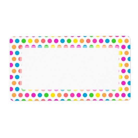 レインボーカラー水玉模様おもしろいハッピーパターン ラベル (正面)