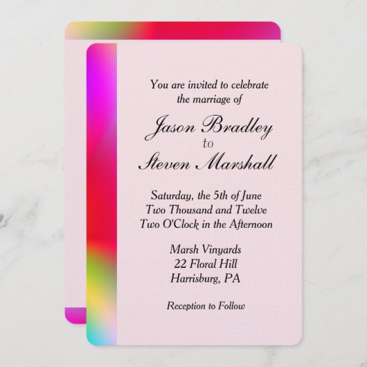 レインボーカラー結婚ズゲイへの関心 招待状 (正面/裏面)