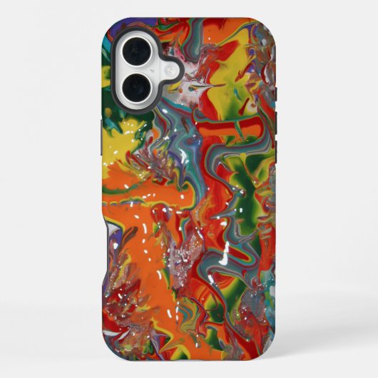 レインボーカラー絵を描フローアート iPhoneケース (裏面)