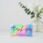 レインボーカラー美しいサロン割引カード 名刺 (スタンド正面)