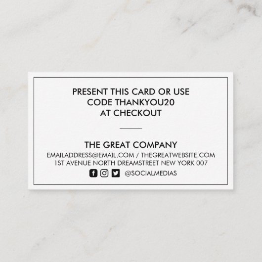 レインボーカラー美しいサロン割引カード 名刺 (裏面)