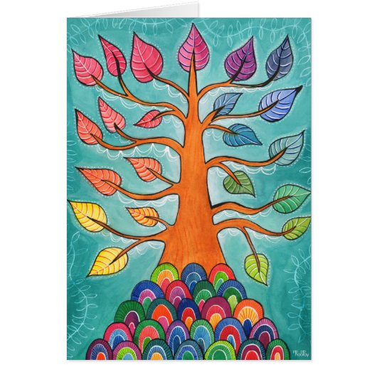 レインボーカラー色相ツリーグリーティングカード (正面)