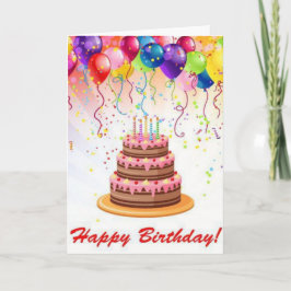 レインボーカラー花火誕生日カード カード