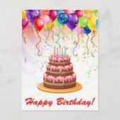 レインボーカラー花火誕生日ポストカード ポストカード (正面)