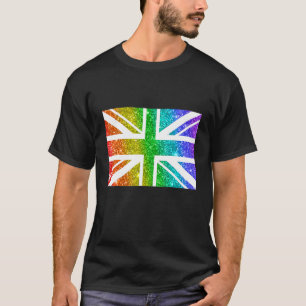 レインボーカラー英国統一された愛国国国旗Uni Tシャツ