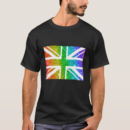 レインボーカラー英国統一された愛国国国旗Uni Tシャツ (正面)