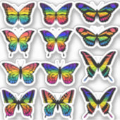 レインボーカラー蝶のステッカーパック シール (正面)