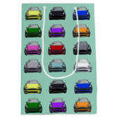 レインボーカラー電気自動車SUVカーグリーンバック ミディアムペーパーバッグ (裏面)