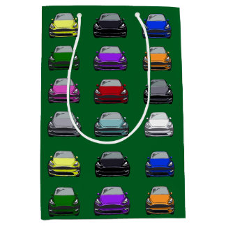 レインボーカラー電気自動車SUVカーグリーンバック ミディアムペーパーバッグ