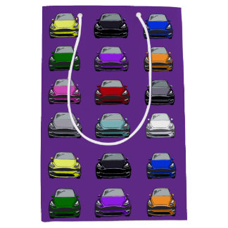 レインボーカラー電気自動車SUVカーパープルバック ミディアムペーパーバッグ