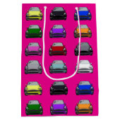 レインボーカラー電気自動車SUVカーピンクバック ミディアムペーパーバッグ (裏面)