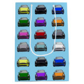 レインボーカラー電気自動車SUVカーブルーバック ミディアムペーパーバッグ (裏面)