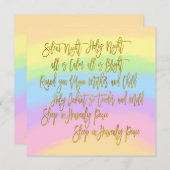 レインボーカラー静かナイトリターキストクリスマス シーズンカード (正面/裏面)