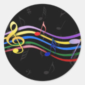 レインボーカラー音楽ノート ラウンドシール (正面)
