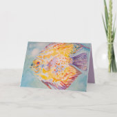 レインボーカラー魚水彩誕生日カード カード (正面)