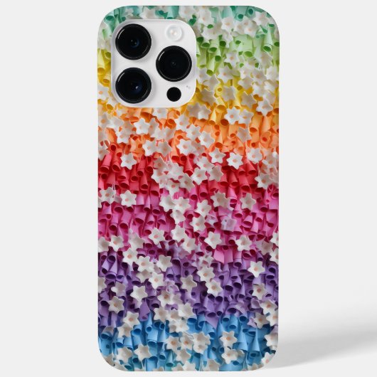 レインボーカラー3-D紙ルックフラワー花びら Case-Mate iPhoneケース (裏面)
