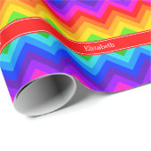 レインボーカラー#2 LGシェブロン赤い名前モノグラム ラッピングペーパー (ロールコーナー)