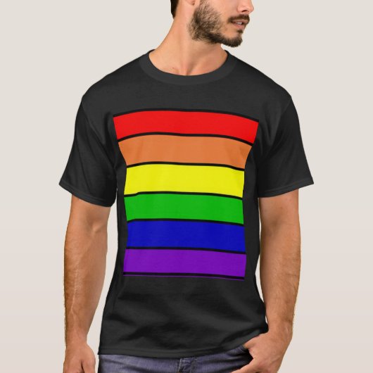 レインボーカラーLGBTゲイ/同性愛者シャツ Tシャツ (正面)
