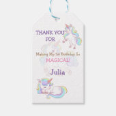 レインボーカラーUnicornベビーガール誕生日 ギフトタグ (正面)