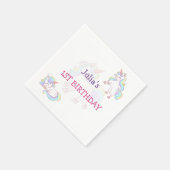 レインボーカラーUnicornベビーガール誕生日 スタンダードカクテルナプキン (角)