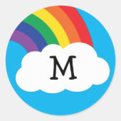 レインボーカワイキッズネーム封筒用シールシール ラウンドシール (正面)