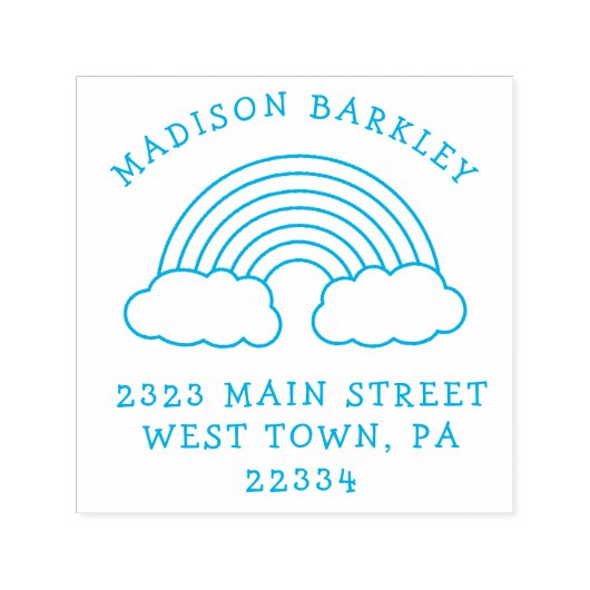 レインボーカワイキッズ差出人住所スタンプ セルフインキングスタンプ (デザイン)